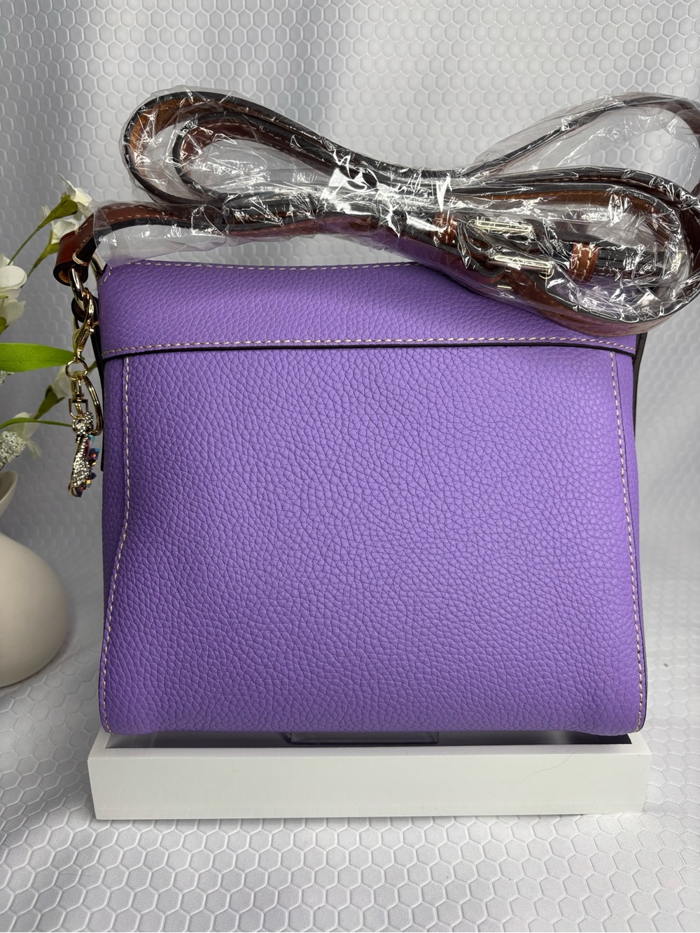 Dooney & Bourke Purple Pebble Leather Crossbody Bag NWT W Free Bag Charm - Picture 2 of 12